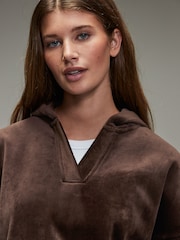 Chocolate Brown Soft Feel Cord  Long Sleeve Hoodie - Image 5 of 8