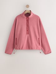 Rosa blush - Popper Neckline Detailing Longsleeve Ribbed Crewneck Sweatshirt - Imagem 6 de 9