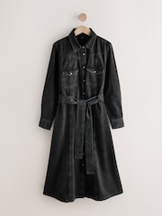 Black Fuller Bust Denim Maxi Shirt Dress - Image 4 of 6