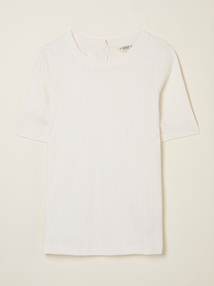 FatFace Callie Ivory Short Sleeve Pointelle T Shirt - Image 5 of 5