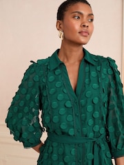 Love & Roses Green 3D Spot Mini Shirt Dress - Image 3 of 4