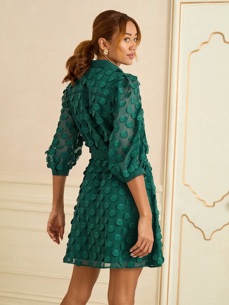 green mini shirt dress Womens Love & Roses 3D Spot US 14 OXFORDS