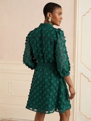 Love & Roses Green 3D Spot Mini Shirt Dress - Image 4 of 4