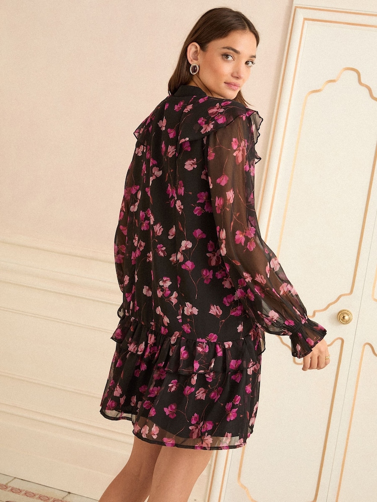 Love & Roses Ruffle Drop Waist Mini Dress - Slika 4 iz 4