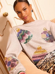 Love & Roses Grey Crew Neck Jersey Sweatshirt - Image 2 of 4