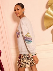 Love & Roses Grey Crew Neck Jersey Sweatshirt - Image 4 of 4