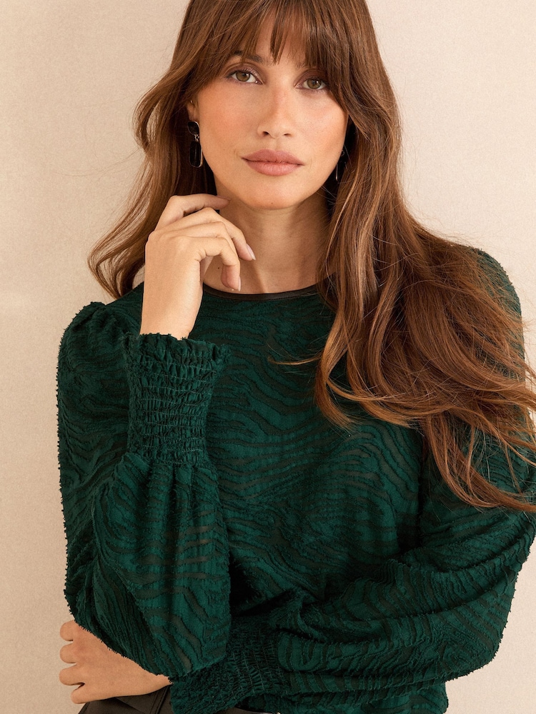 Love & Roses Red Textured Long Sleeve Top - Image 2 of 4