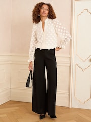 Love & Roses White Ecru Petite 3D Spot Long Sleeve Blouse - Image 3 of 4