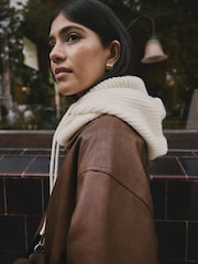 Cream Ribbed Bonnet Hat - Image 4 of 9