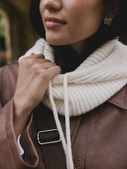 Cream Ribbed Bonnet Hat - Image 6 of 9