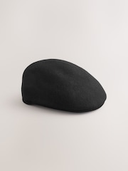 Black Wool Flat Cap - Image 1 of 3