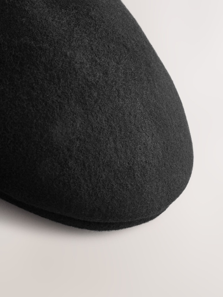 Black Wool Flat Cap - Image 3 of 3
