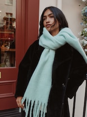 Duck Egg Blue Heavyweight Brushed Blanket Scarf - Image 3 of 4