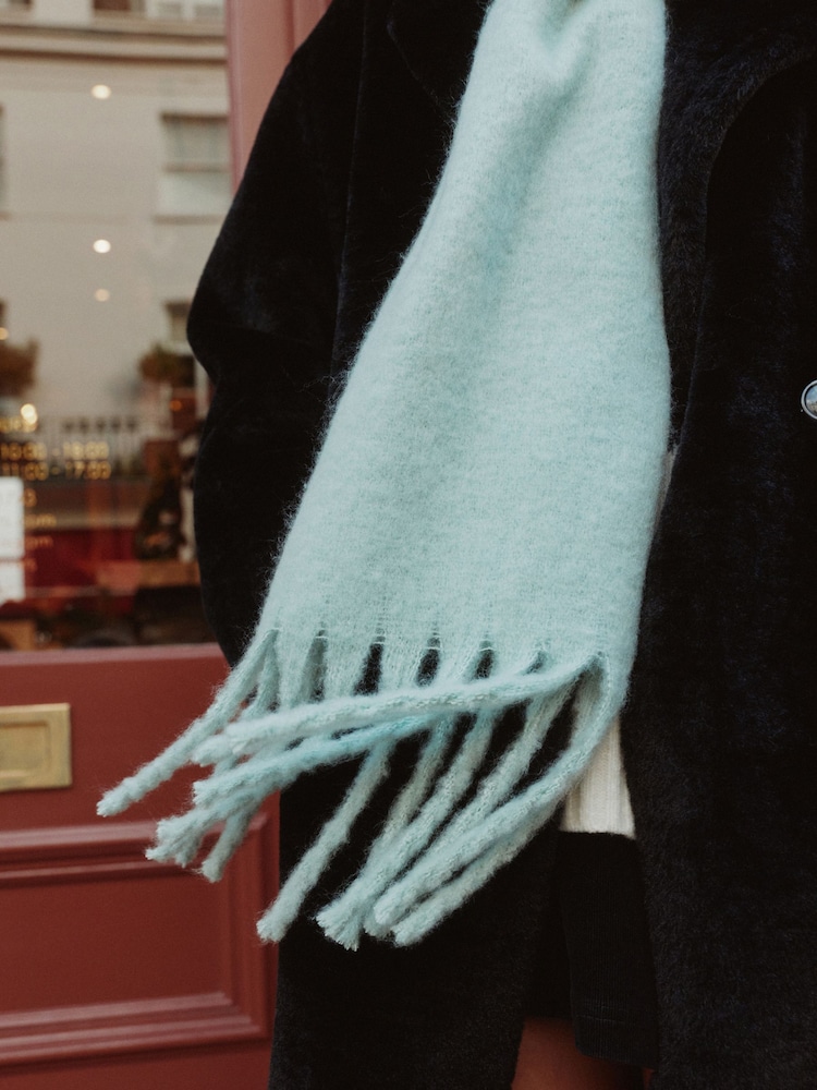Duck Egg Blue Heavyweight Brushed Blanket Scarf - Image 4 of 4