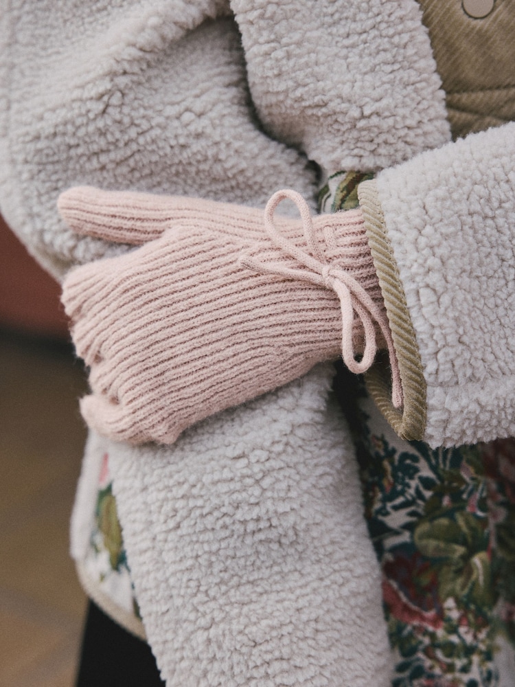 Pink 3D Bows Knitted Gloves 1 Pack - Image 1 of 6