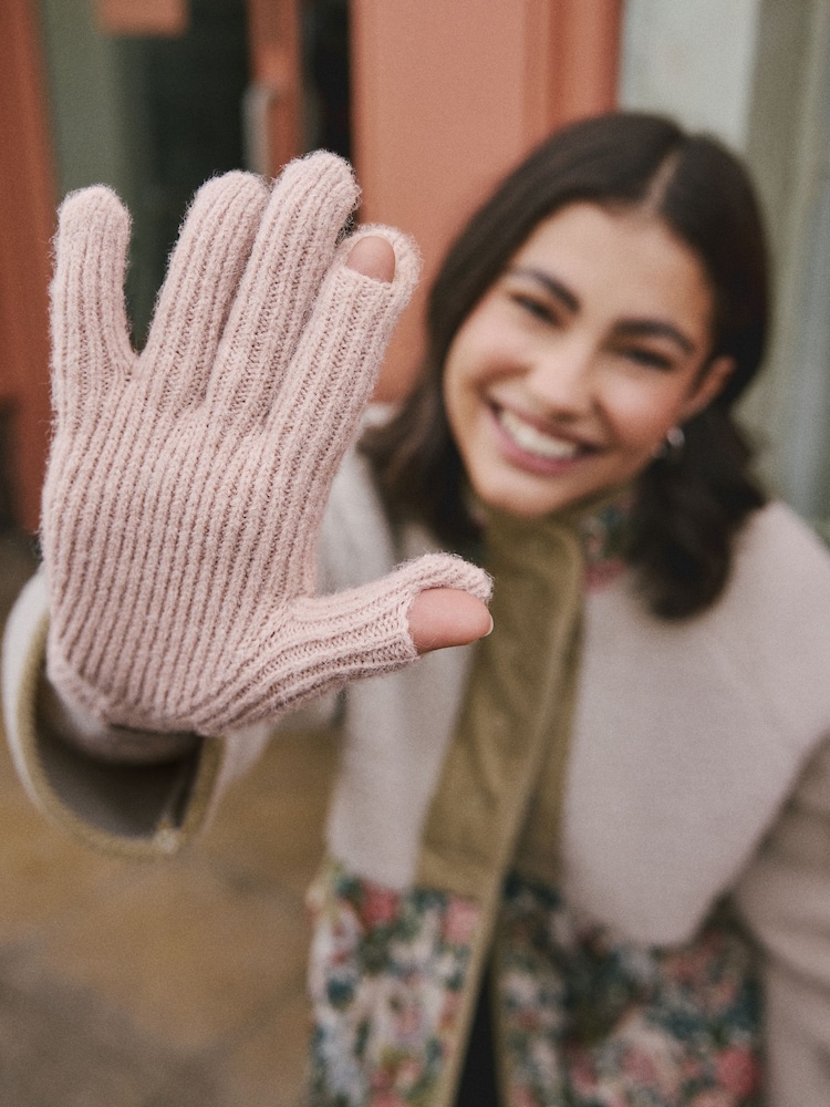 Pink 3D Bows Knitted Gloves 1 Pack - Image 2 of 6