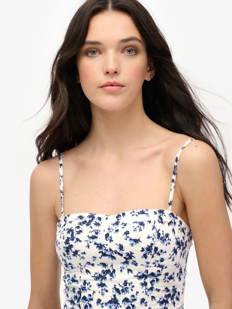 Superdry Blue/White Corset Cami Mini Dress - Image 5 of 7