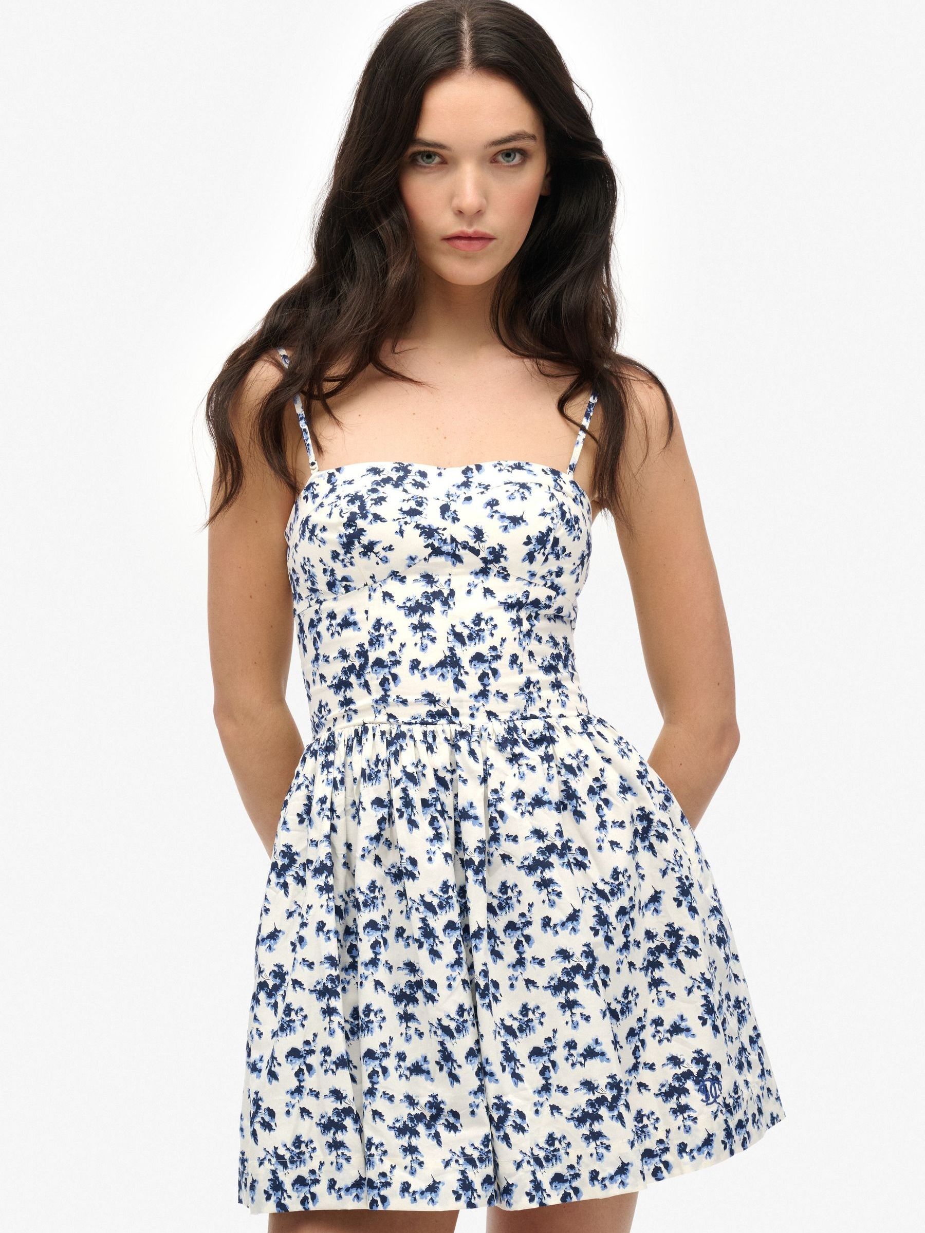 Buy Superdry Blue/White Corset Cami Mini Dress from the Next UK