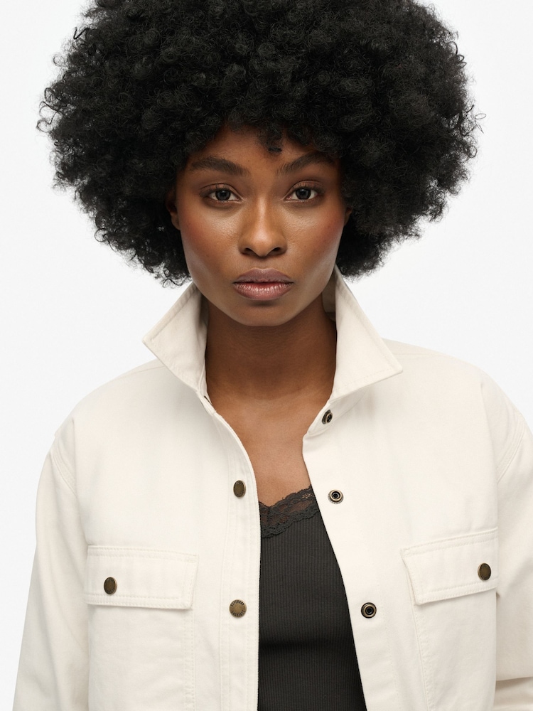 Superdry White Workwear 100% Cotton Overshirt - Image 3 of 4