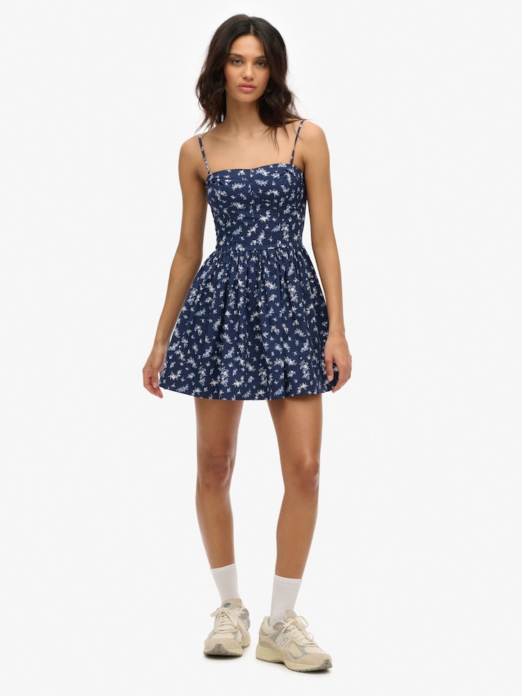 Superdry Blue Corset Cami Mini Dress - Image 2 of 7