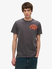 Superdry Grey Vintage Athletic Short Sleeve 100% Cotton T-Shirt - Image 1 of 4