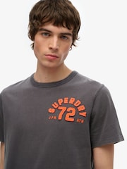 Superdry Grey Vintage Athletic Short Sleeve 100% Cotton T-Shirt - Image 4 of 4