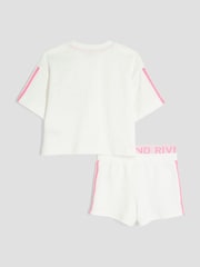 River Island White Girls 100% Cotton Badged Runner Set - Image 2 of 4