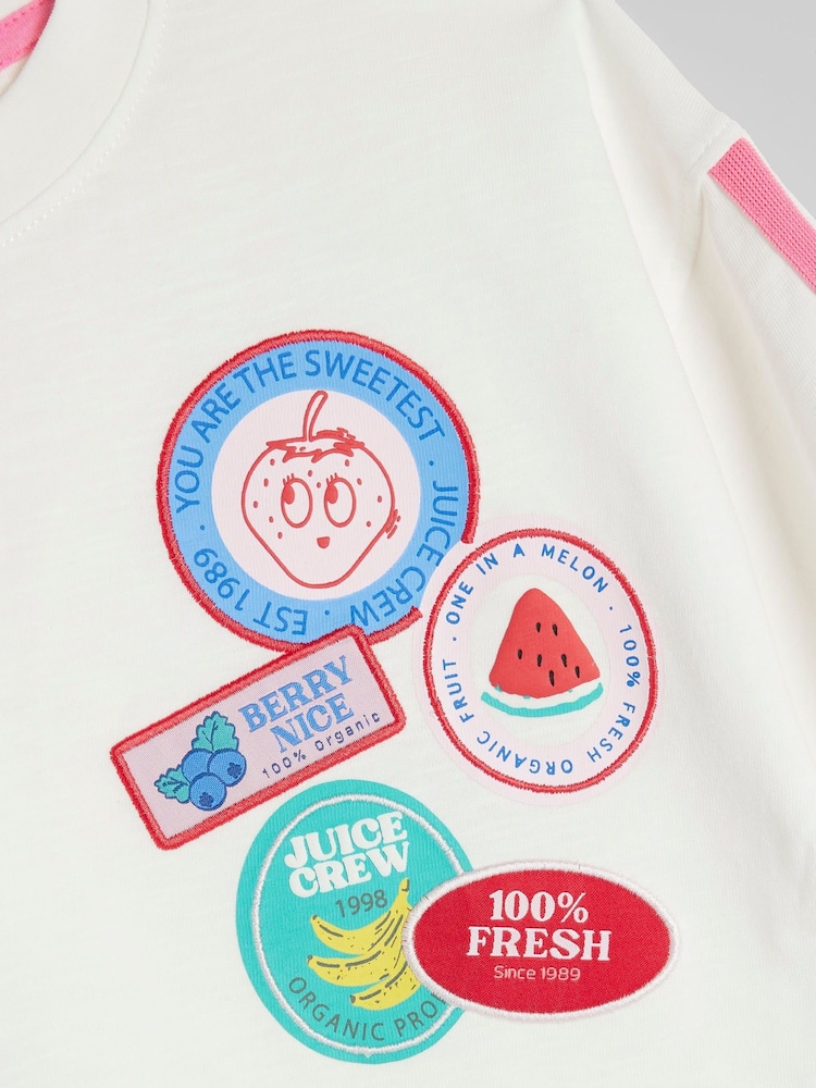 River Island White Girls 100% Cotton Badged Runner Set - Image 4 of 4