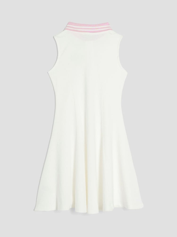 River Island Cream Girls Sleeveless Bow Collar Dress - Image 2 of 4 River Island Cream Girls Sleeveless Bow Collar Dress - Image 2 of 4