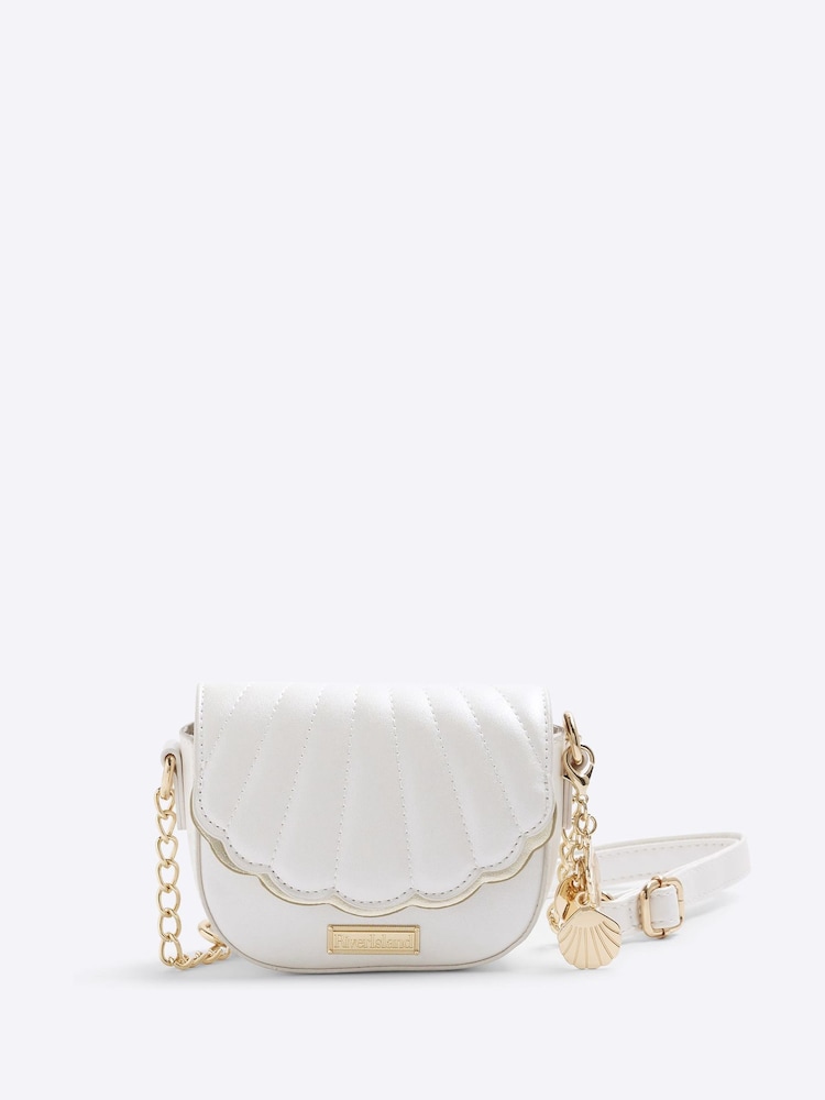 River Island White Girls Faux Leather Shell Cross-Body Bag - Image 1 of 5