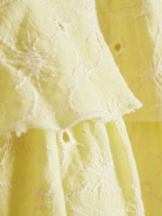 River Island Yellow Girls Tiered Broderie Dress - Image 3 of 4