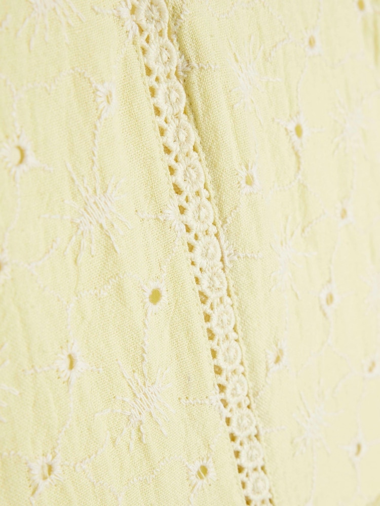 River Island Yellow Girls Tiered Broderie Dress - Image 4 of 4