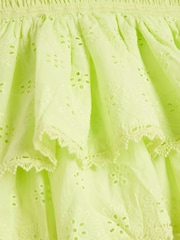 River Island Green Girls 100% Cotton Shirred Broderie Rara Dress - Image 3 of 4