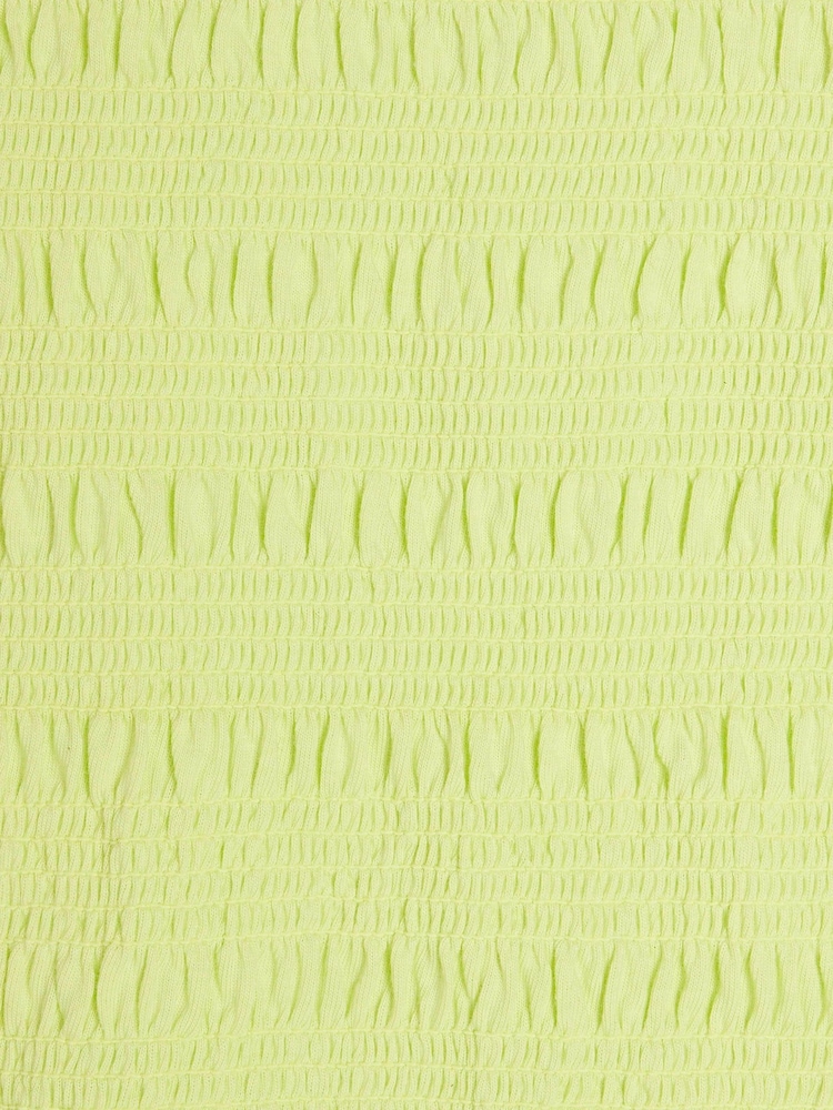River Island Green Girls 100% Cotton Shirred Broderie Rara Dress - Image 4 of 4