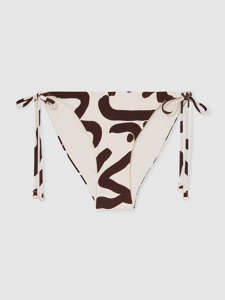 Reiss Chocolate/Cream Wynee Printed Bikini Bottoms - Image 2 of 6
