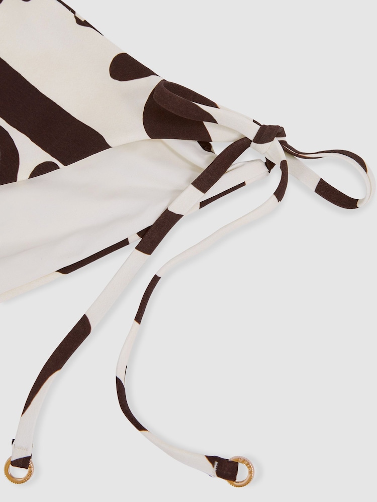 Reiss Chocolate/Cream Wynee Printed Bikini Bottoms - Image 6 of 6