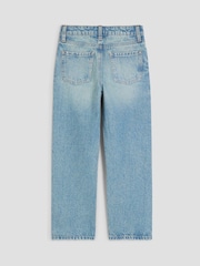 River Island Girls Denim Heart Diamonte Straight 100% Cotton Jeans - Imagen 2 de 4