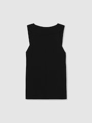 Reiss Black Maisie Low-Back Rib-Knit Vest - Image 1 of 7
