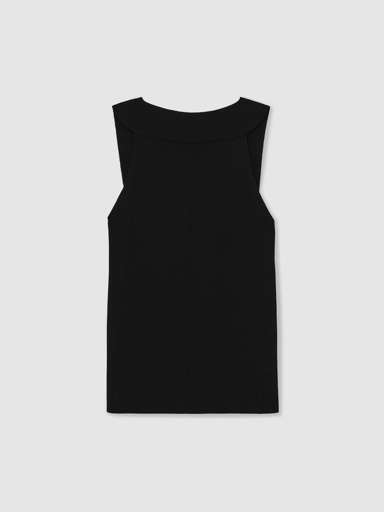 Reiss Black Maisie Low-Back Rib-Knit Vest - Image 1 of 7