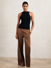 Reiss Black Maisie Low-Back Rib-Knit Vest - Image 3 of 7