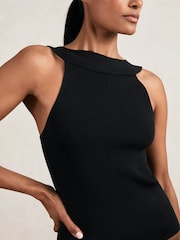 Reiss Black Maisie Low-Back Rib-Knit Vest - Image 5 of 7