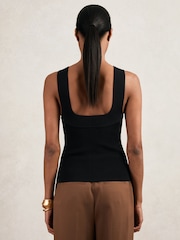 Reiss Black Maisie Low-Back Rib-Knit Vest - Image 6 of 7