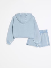 River Island Blue Girls Washed Short 100% Cotton Sweat Set - Image 2 of 5