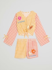 River Island Orange Girls 100% Cotton Gingham Fruit Beach Set - Image 1 of 4