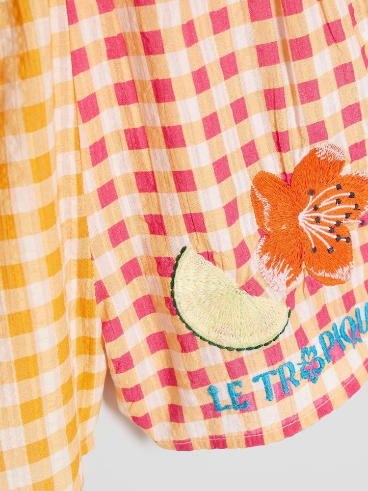 River Island Orange Girls 100% Cotton Gingham Fruit Beach Set - Image 4 of 4
