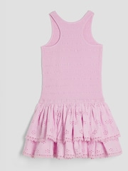 River Island Purple Girls Shirred Broderie Rara 100% Cotton Dress - Image 2 of 4
