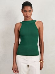 Reiss Green Maisie Low-Back Rib-Knit Vest - Image 1 of 6