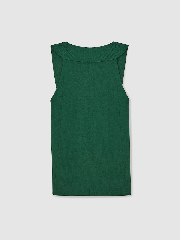 Reiss Green Maisie Low-Back Rib-Knit Vest - Image 2 of 6