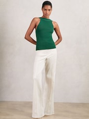 Reiss Green Maisie Low-Back Rib-Knit Vest - Image 3 of 6