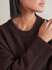 Reiss Plum Ella Wool-Cashmere Crew-Neck Jumper - Image 3 of 5